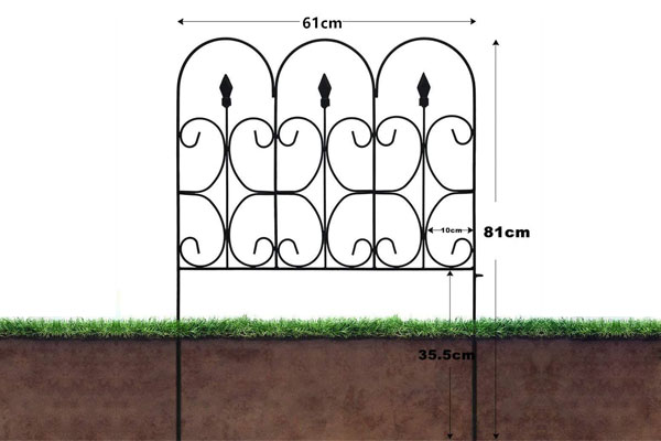 Utendørs blomsterbed Metallgjerde Barrierepaneler Dekor Picketkant